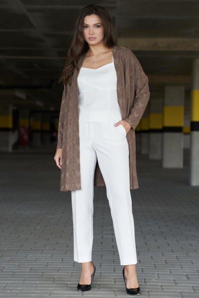 Блуза, брюки, кардиган Andina city 9035 молочный-капучино - фото 1