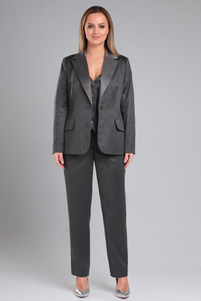 Деловой тройка: жакет, жилет и брюки из текстиля для офиса Angelina & Сompany 955 - фото 6