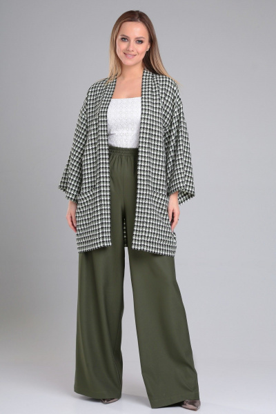 Зеленый свободный жакет-кимоно с принтом из текстиля Angelina & Сompany 957 - фото 7