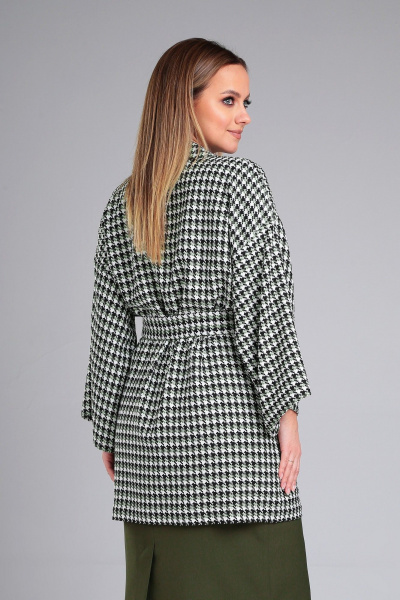 Зеленый свободный жакет-кимоно с принтом из текстиля Angelina & Сompany 957 - фото 2