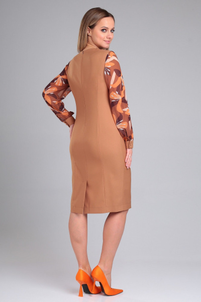 Стильное коричневое платье с декоративным поясом Angelina & Сompany 961 - фото 9