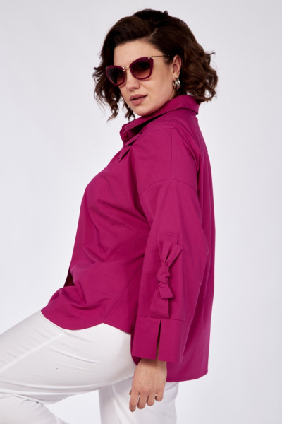 Рубашка на каждый день с бантиками и спущенным плечом Grace for you 009 фуксия - фото 4