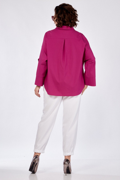 Рубашка на каждый день с бантиками и спущенным плечом Grace for you 009 фуксия - фото 3