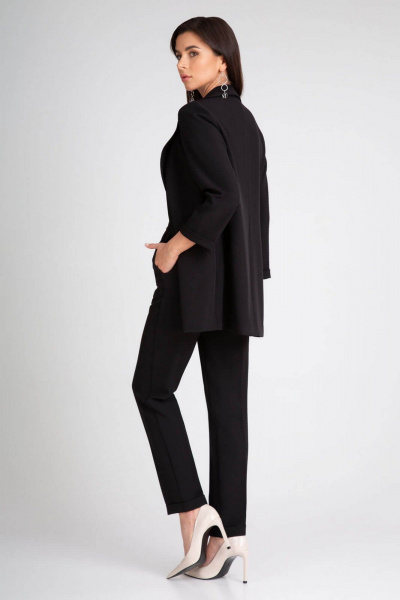 Костюм двойка из текстиля с широким жакетом и брюками 7/8 IVARI 10305/1 черный - фото 4