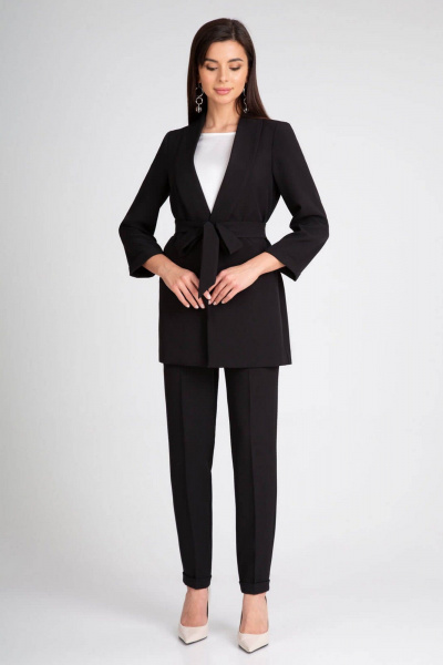 Костюм двойка из текстиля с широким жакетом и брюками 7/8 IVARI 10305/1 черный - фото 1