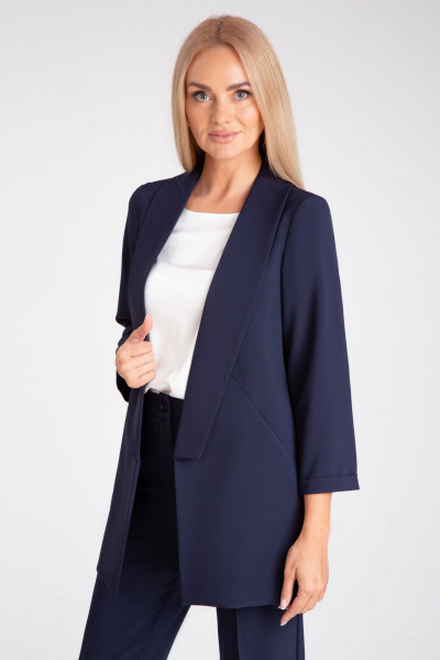 Деловой костюм-двойка брюки и жакет из текстиля IVARI 10305/1 синий - фото 7