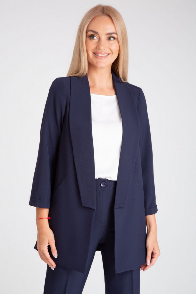 Деловой костюм-двойка брюки и жакет из текстиля IVARI 10305/1 синий - фото 6