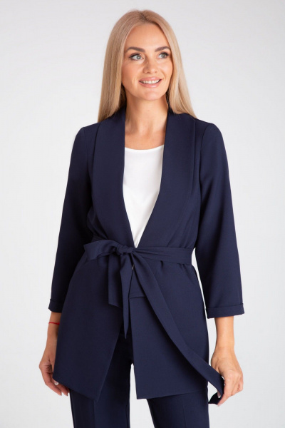 Деловой костюм-двойка брюки и жакет из текстиля IVARI 10305/1 синий - фото 5