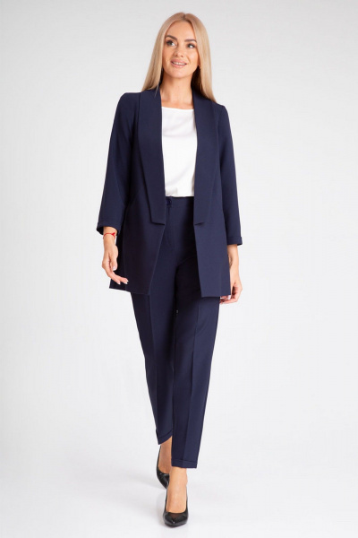 Деловой костюм-двойка брюки и жакет из текстиля IVARI 10305/1 синий - фото 1