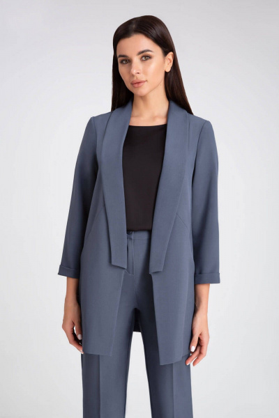 Деловой костюм-двойка серый и синий из текстиля IVARI 10305/1 графит - фото 2