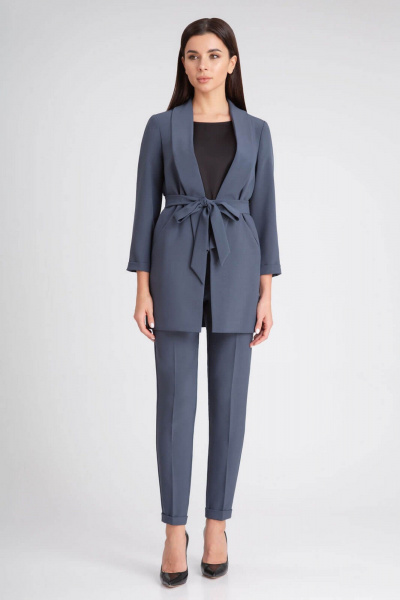 Деловой костюм-двойка серый и синий из текстиля IVARI 10305/1 графит - фото 1