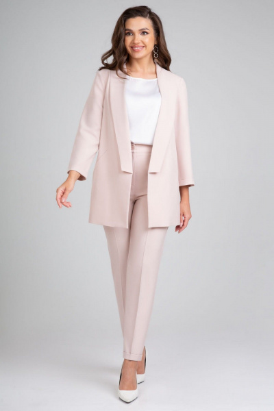 Деловой костюм-двойка розовый и синий из текстиля IVARI 10305/1 пудра - фото 2