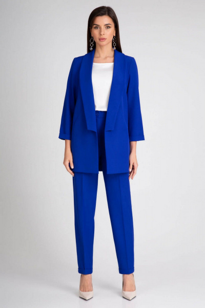 Деловой костюм-двойка синий из текстиля IVARI 10305/1 василек - фото 2