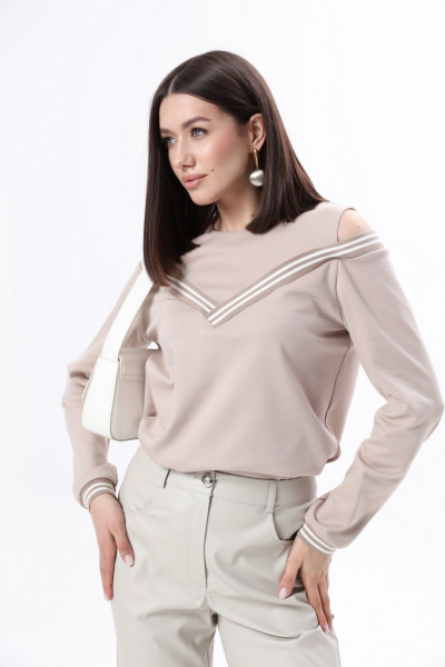 Джемпер с открытыми плечами и имитацией топа LM КД8014-3 - фото 2