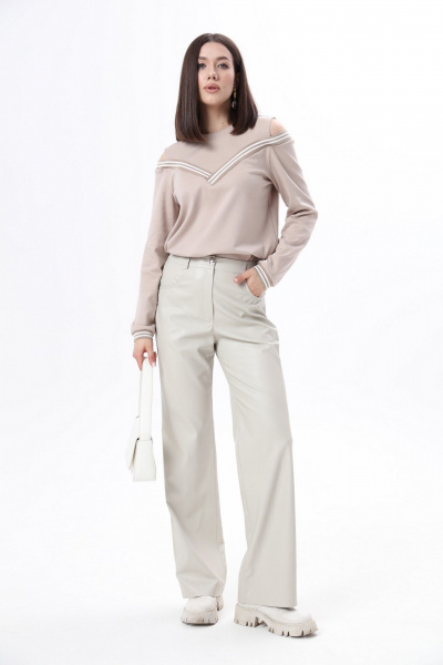 Розовые и серые трикотажные брюки и джемпер из текстиля LM КД9283 - фото 1