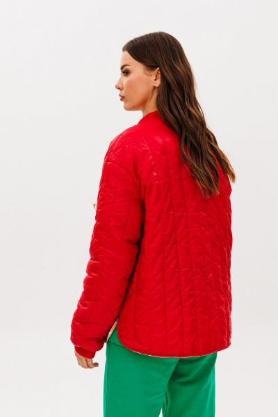 Красную демисезонную куртку оверсайз на заклепках Tattica 001 - фото 11