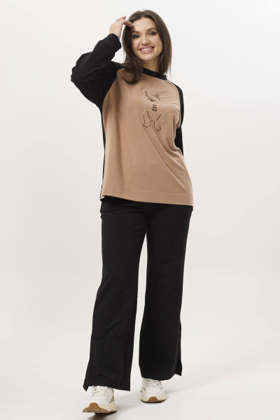 Брюки, джемпер Ma Сherie 3038 капучино+черный - фото 3