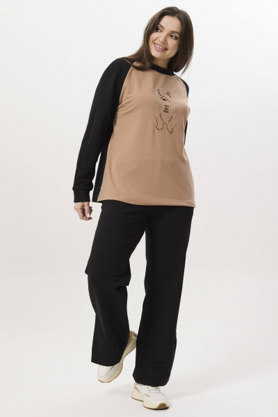 Брюки, джемпер Ma Сherie 3038 капучино+черный - фото 2