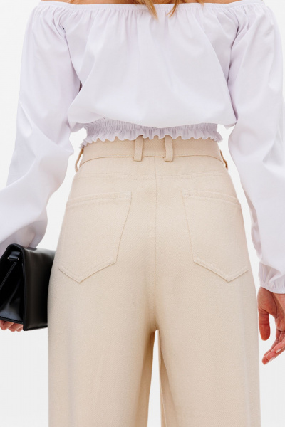 Трикотажные брюки с разрезами и высокой талией KOKOdea 6.17.1_бежевый - фото 6