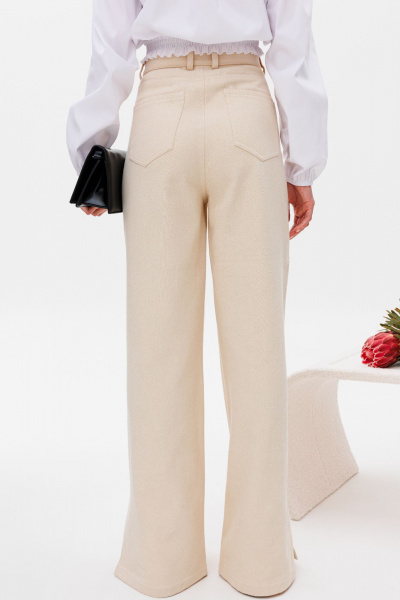 Трикотажные брюки с разрезами и высокой талией KOKOdea 6.17.1_бежевый - фото 5