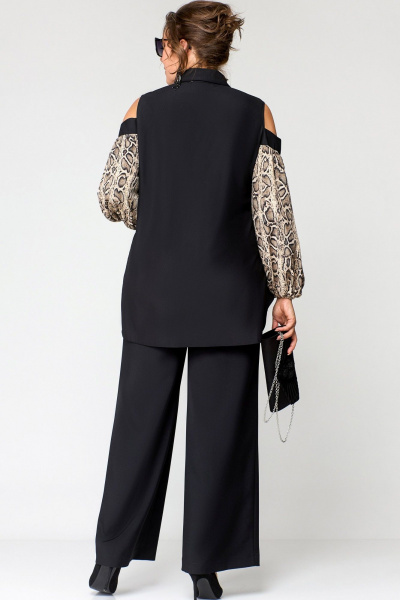 Блуза EVA GRANT 7245-1 черный+питон - фото 9