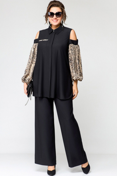 Блуза EVA GRANT 7245-1 черный+питон - фото 7