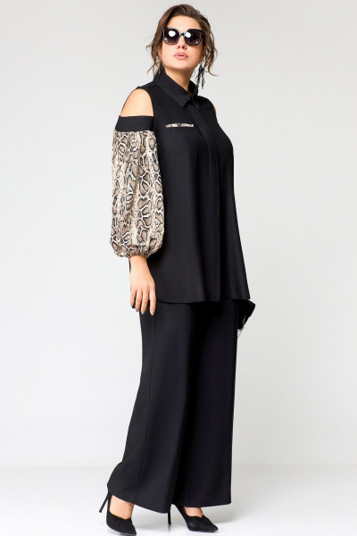 Блуза EVA GRANT 7245-1 черный+питон - фото 6