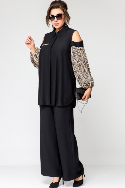 Блуза EVA GRANT 7245-1 черный+питон - фото 5
