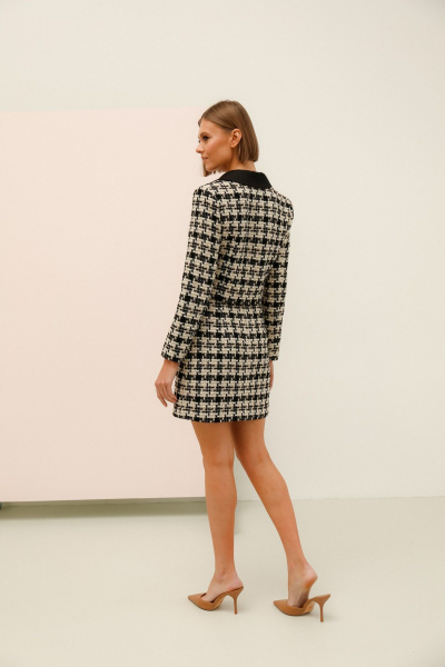 Деловой комплект шанель: укороченный жакет и юбка с принтом PUR PUR 11-273 - фото 4