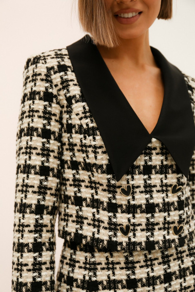 Деловой комплект шанель: укороченный жакет и юбка с принтом PUR PUR 11-273 - фото 2