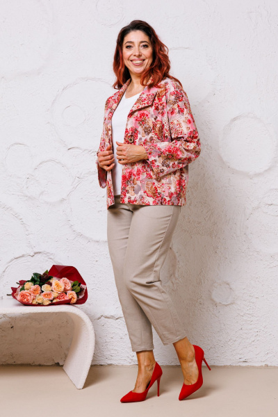 Блуза, брюки, жакет Mubliz 148 красный-молоко - фото 10