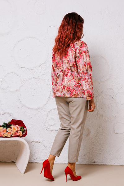 Блуза, брюки, жакет Mubliz 148 красный-молоко - фото 8