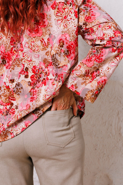 Блуза, брюки, жакет Mubliz 148 красный-молоко - фото 7