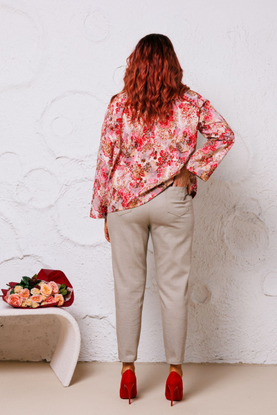 Блуза, брюки, жакет Mubliz 148 красный-молоко - фото 2