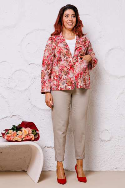 Блуза, брюки, жакет Mubliz 148 красный-молоко - фото 3