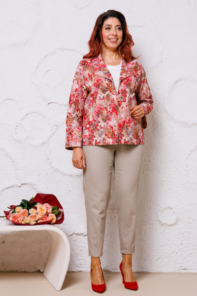 Блуза, брюки, жакет Mubliz 148 красный-молоко - фото 1