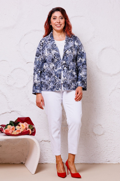 Блуза, брюки, жакет Mubliz 148 серый-молоко - фото 10