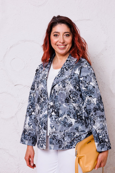 Блуза, брюки, жакет Mubliz 148 серый-молоко - фото 8