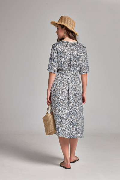 Платье с поясом расклешенное из текстиля с V-образным вырезом Femme & Devur 80306 1.32F(170) - фото 4