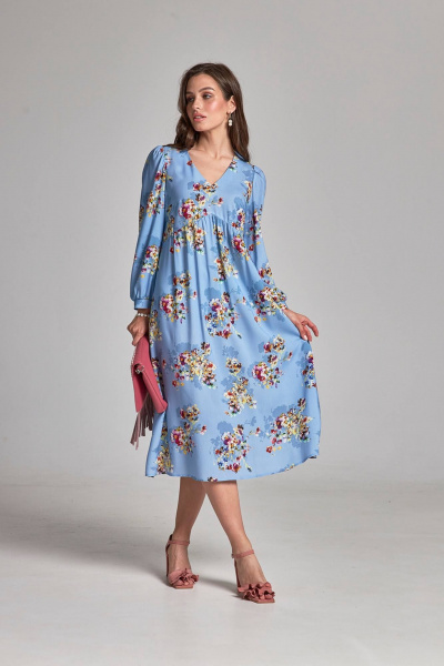 Летнее платье полуприлегающего силуэта из вискозы с V-образным вырезом Femme & Devur 80283 1.32F(170) - фото 5