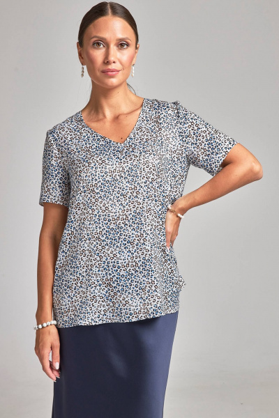 Блуза с коротким рукавом и глубоким V-образным вырезом из вискозы Femme & Devur 71204 1.32F(170) - фото 1