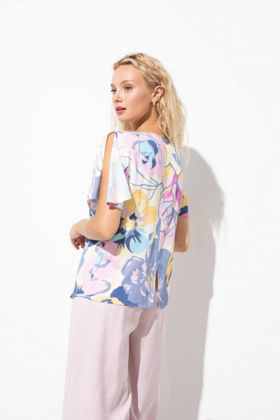Блузка Короткий рукав с принтом и округлым вырезом Femme & Devur 71070 2.32F(170) - фото 5