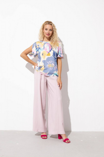 Блузка Короткий рукав с принтом и округлым вырезом Femme & Devur 71070 2.32F(170) - фото 2