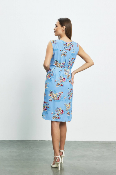 Платье До колен голубое с поясом из вискозы Femme & Devur 4620 2.34F(170) - фото 5