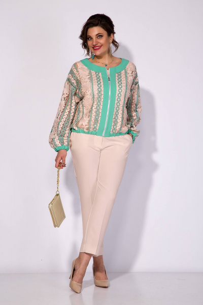 Брюки, бомбер, топ Liliana 1292БрЛ пудра+пудра - фото 2