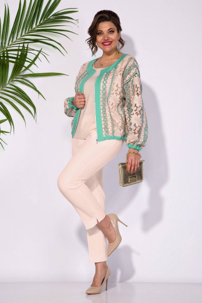 Брюки, бомбер, топ Liliana 1292БрЛ пудра+пудра - фото 1