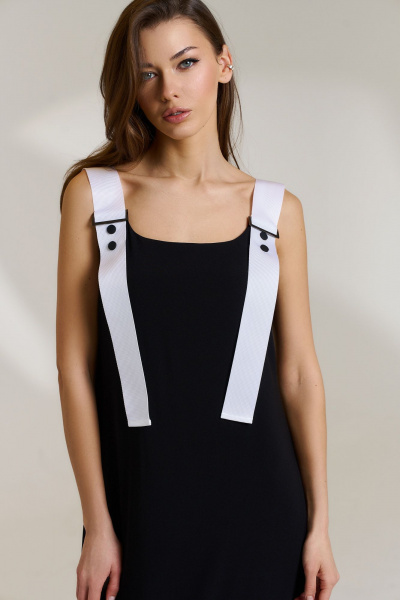 Черное трапециевидное платье из легкой ткани с пряжками DILIA 0831 черный - фото 3