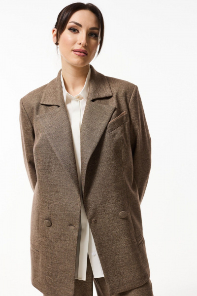 Демисезонный костюм из ткани: брюки и жакет Mislana 1031 коричневый - фото 6