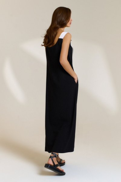 Черное трапециевидное платье из легкой ткани с пряжками DILIA 0831 черный - фото 2