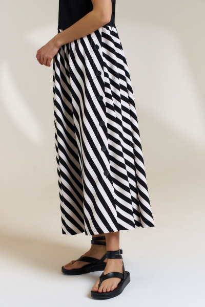 Платье трапециевидного силуэта с разрезом и сборкой DILIA 0834 мультидизайн - фото 2